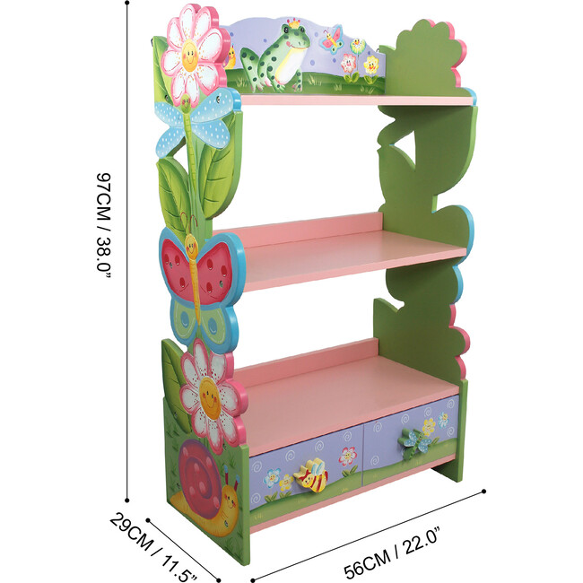 Fantasy Fields Magic Garden Wooden Bookshelf + Storage Drawers