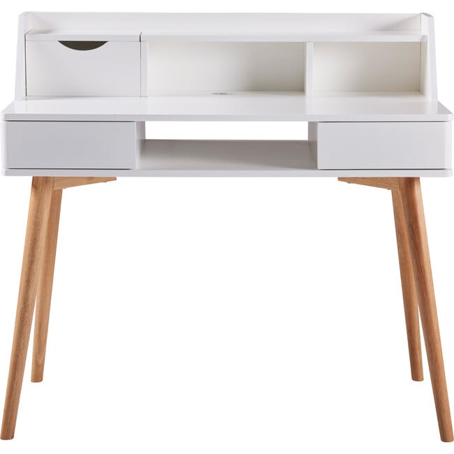 Creativo Wooden Writing Desk with Storage, White/Natural - Desks - 3