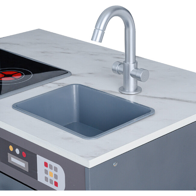 Little Chef Milano Classic Kids Kitchen Playset with 10 Accessories, Grey - Play Kitchens - 7