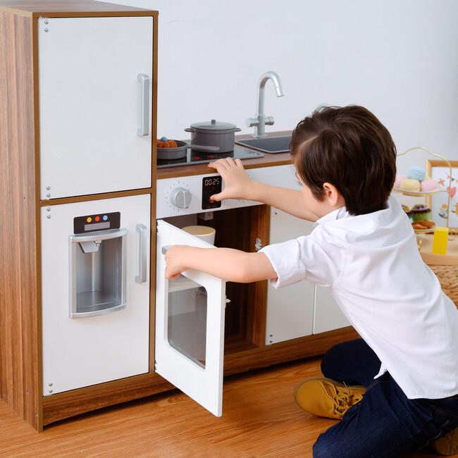 Little Chef Palm Springs Classic Kids Play Kitchen with Accessories, Natural/White - Play Kitchens - 7