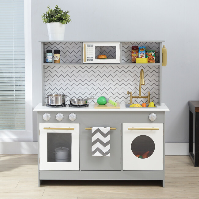 Little Chef Berlin Modern Play Kitchen, Grey/White