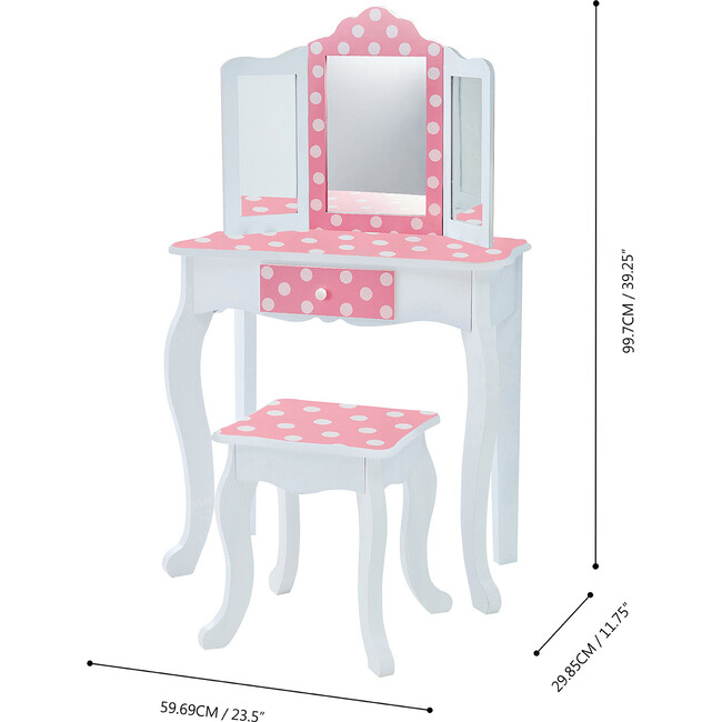 Teamson Kids Wooden Polka Dot 2-pc. Play Vanity, White - Play Vanities - 3