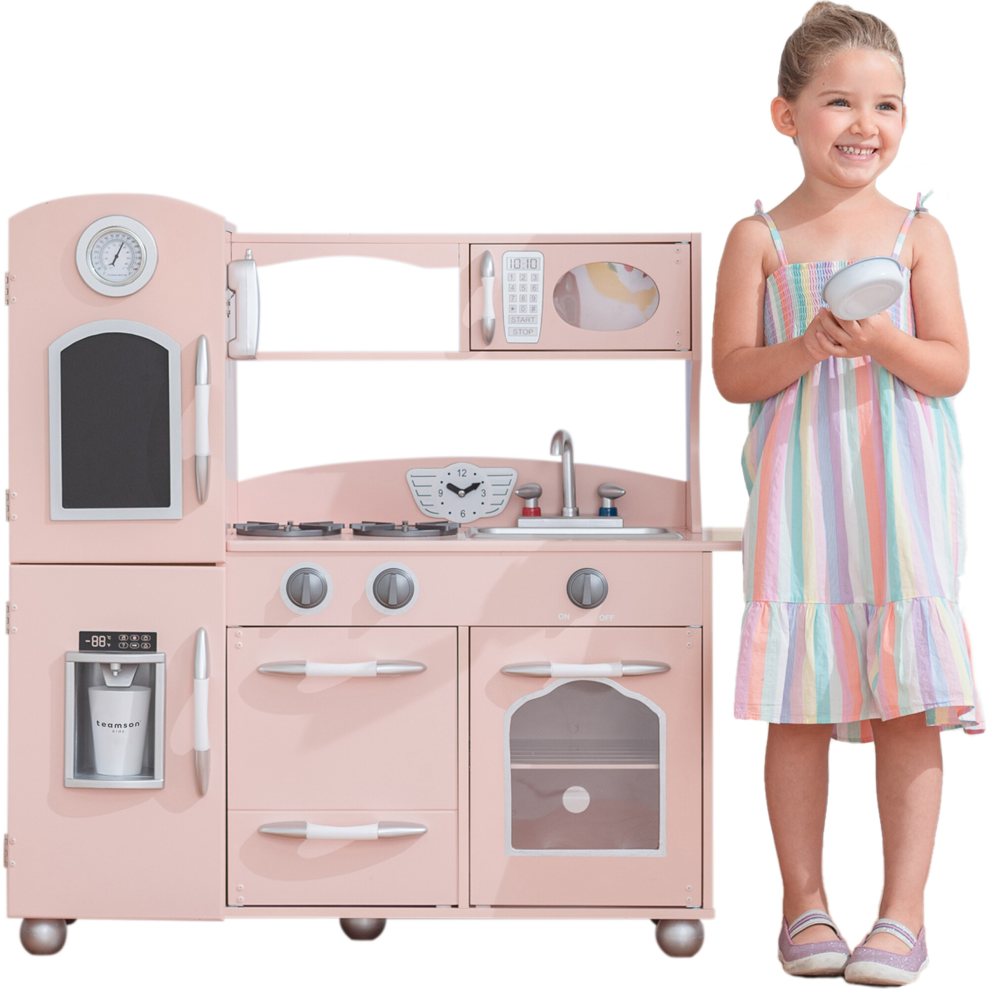 Little Chef Westchester Play Kitchen, Pink - Teamson Kids Over the