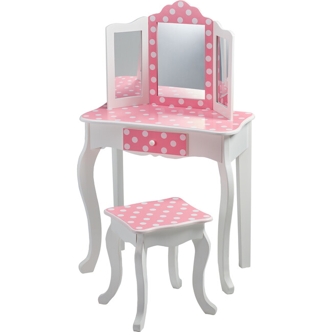 Teamson Kids Wooden Polka Dot 2-pc. Play Vanity, White - Play Vanities - 4