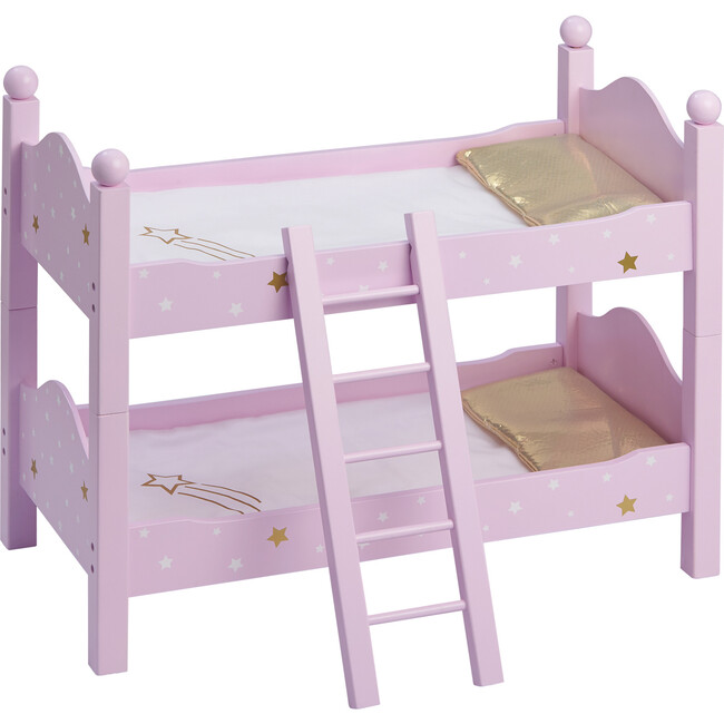 Olivia's Little World 18" Doll Wooden Convertible Bunk Bed, Pink - Doll Accessories - 1