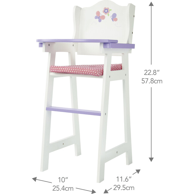 Olivia's Little World Wooden Baby Doll High Chair, White