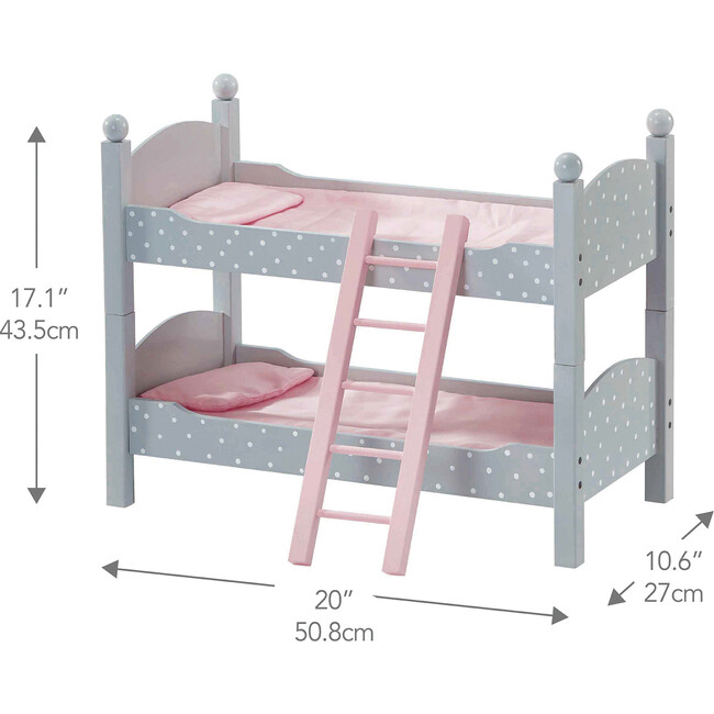 Olivia's Little World 18" Doll Wooden Convertible Bunk Bed, Gray