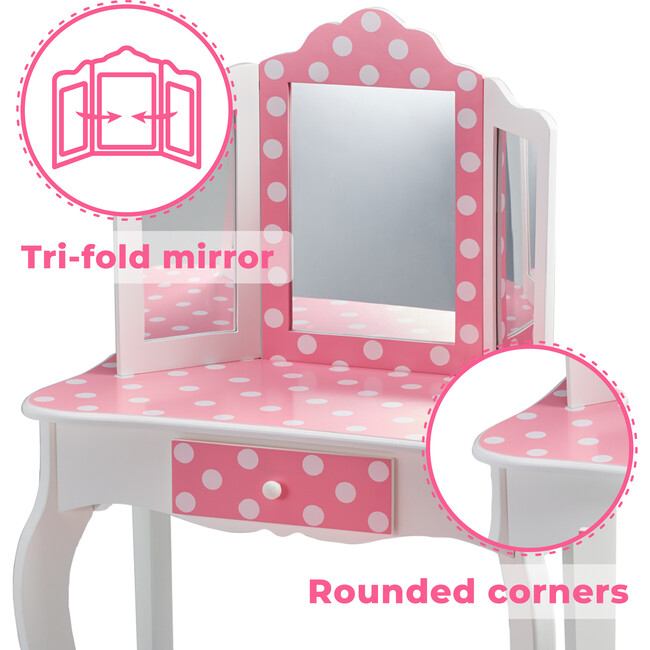 Teamson Kids Wooden Polka Dot 2-pc. Play Vanity, White - Play Vanities - 8
