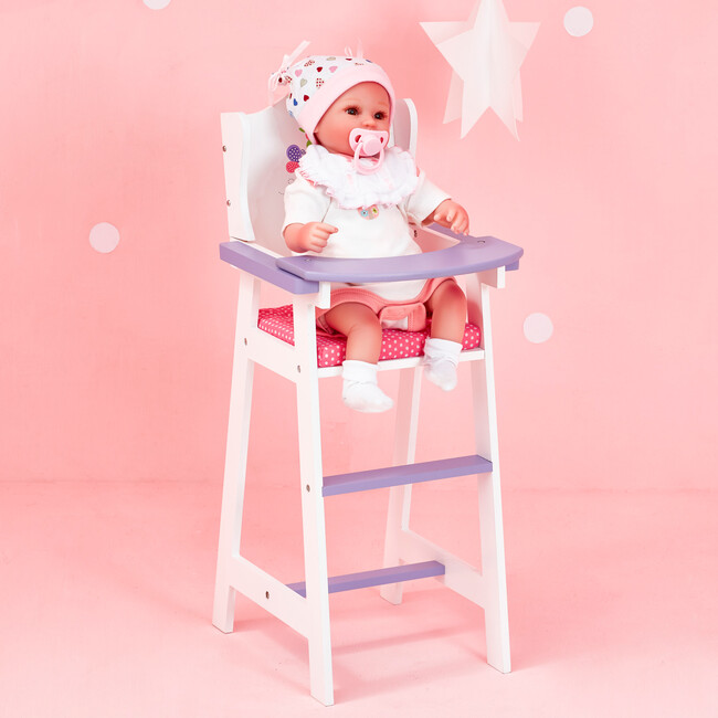 Olivia's Little World Wooden Baby Doll High Chair, White - Doll Accessories - 5