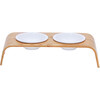 Billie Elevated Ceramic Double Pet Feeder with Ash Wood Stand - Pet Bowls & Feeders - 1 - thumbnail