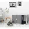 Dyad Large Mid Century Wooden Cat Litter Box Cabinet and Side Table, White - Pet Crates & Kennels - 3 - thumbnail