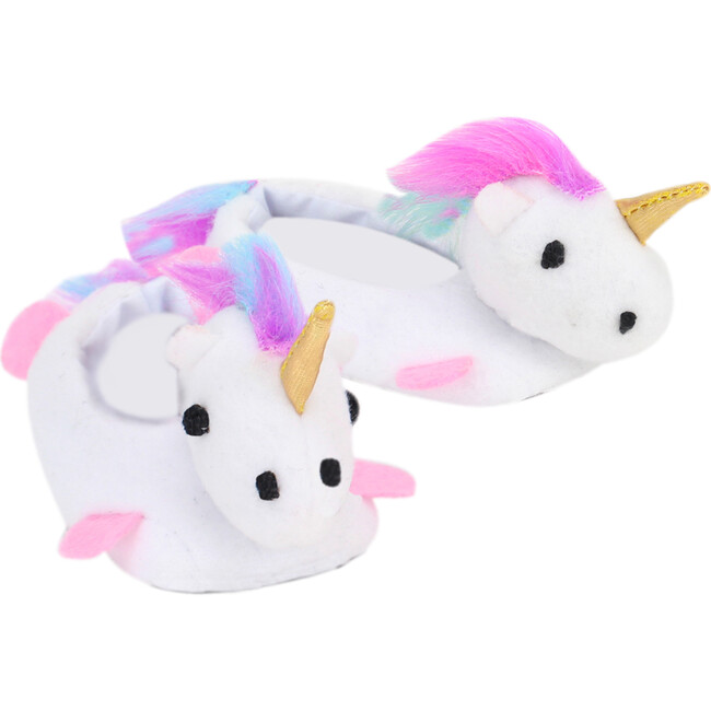 18" Doll, Unicorn Slippers, White