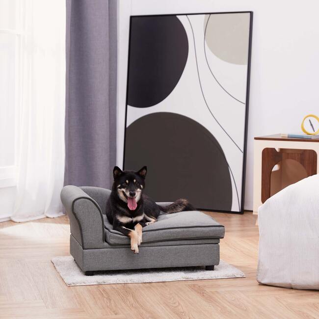 Ivan Linen Pet Sofa with Storage & Washable Cover, Grey