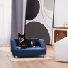 Bennett Linen Pet Sofa with Wood Style Foot & Washable Cover, Navy - Pet Beds - 3