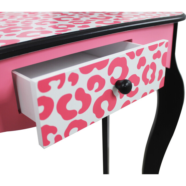 Teamson Kids Wooden Leopard 2-pc. Vanity Set, Black/Pink - Play Vanities - 4