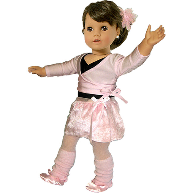 18" Doll Ballet Leotard Set + Ballet Sweater Set, Light Pink - Doll Accessories - 1