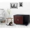 Dyad Large Mid Century Wooden Cat Litter Box Cabinet and Side Table, Mocha Walnut - Pet Crates & Kennels - 5 - thumbnail
