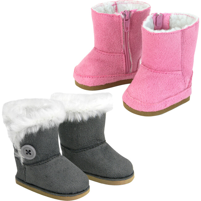 18" Doll Ewe Boot, Pink and Gray