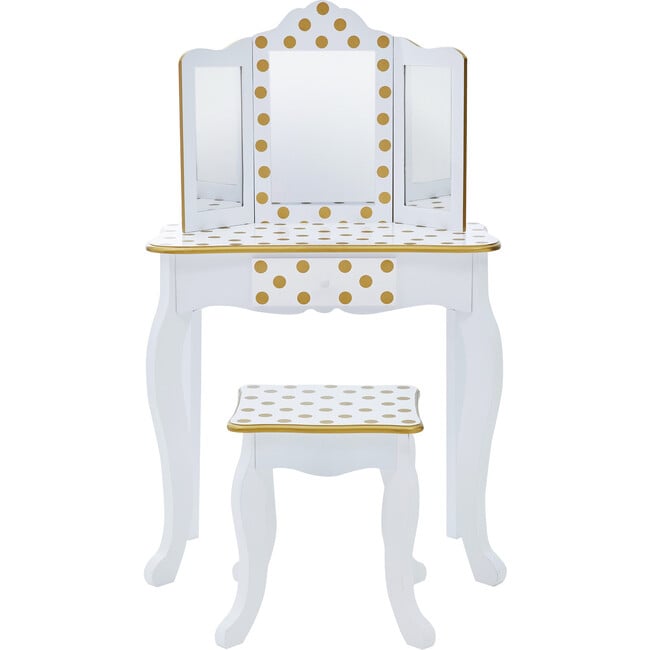 Teamson Kids Wooden Polka Dot 2-pc. Play Vanity, White/Gold - Play Vanities - 8