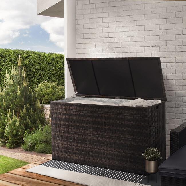 Wicker 154 Gallon Patio Storage Chest, Brown