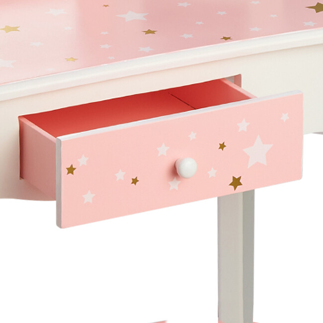 Teamson Kids Wooden Twinkle Star 2-pc. Vanity, Pink/Gold/White - Play Vanities - 5