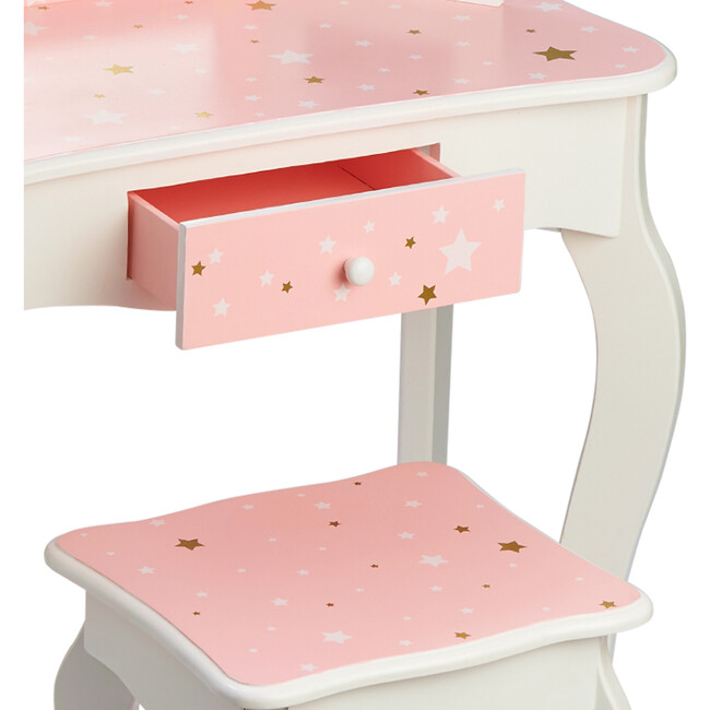 Teamson Kids Wooden Twinkle Star 2-pc. Vanity, Pink/Gold/White - Play Vanities - 6