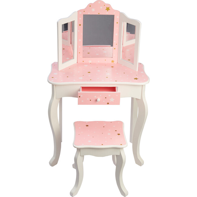 Teamson Kids Wooden Twinkle Star 2-pc. Vanity, Pink/Gold/White - Play Vanities - 7