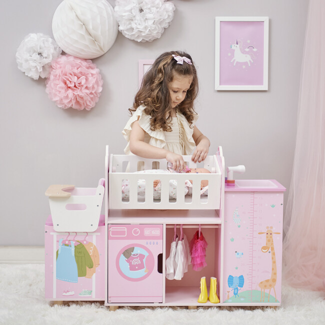 Amanda 6-in-1 Doll Nursery Station - Baby Pink