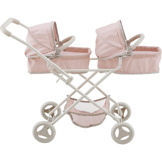 Olivia's Little World Doll Double Bassinet Stroller, Pink/Gray