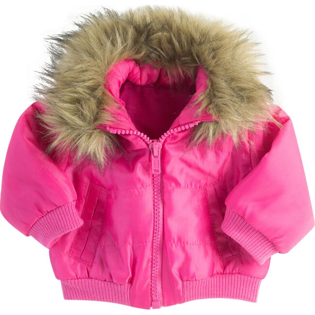 18" Doll, Fuchsia Puffy Jacket - Hot Pink