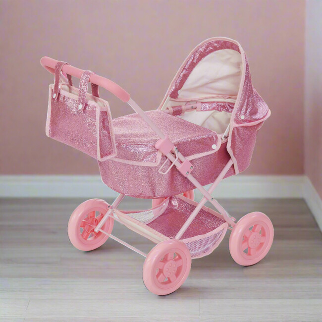 Olivia's Little World Baby Doll Bassinet Pram, Hot Pink