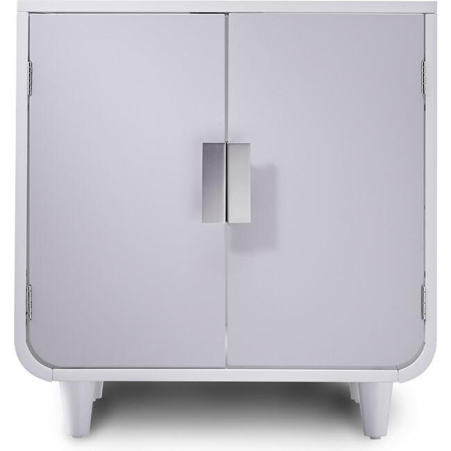 Dyad Mid Century Wooden Cat Litter Box Cabinet and Side Table, Alpine White - Pet Crates & Kennels - 5