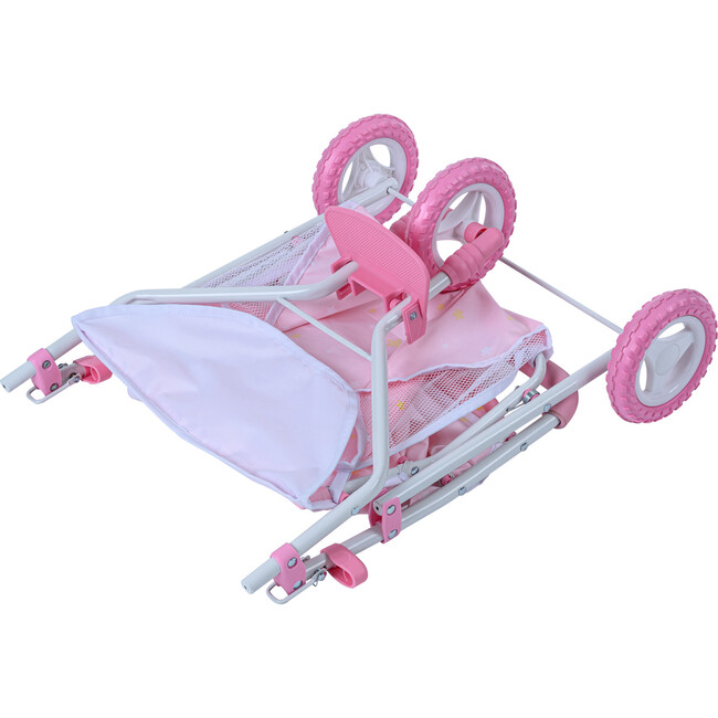 Stars Princess Deluxe Baby Doll Stroller, Pink/White - Doll Accessories - 7