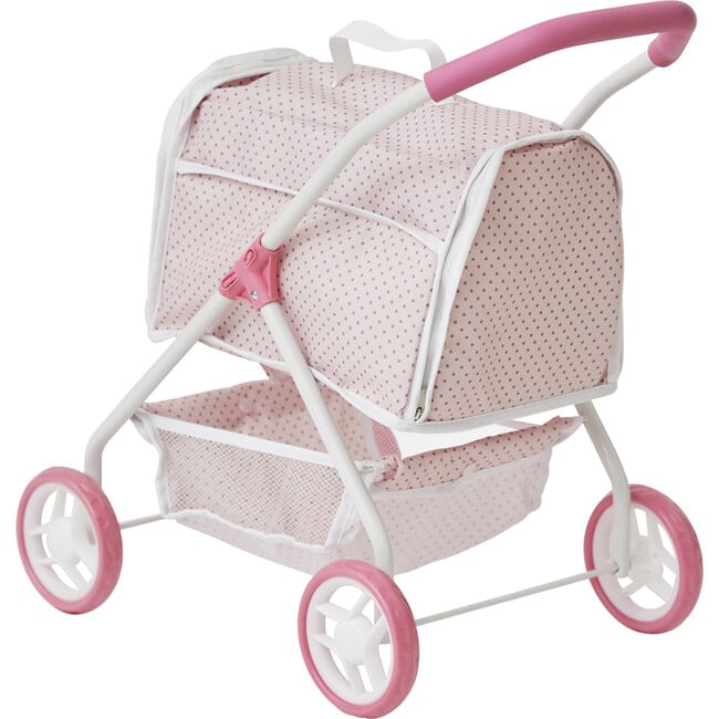 Polka Dots Princess Doll & Stuffed Animal Stroller - Pink/Gray - Doll Accessories - 8
