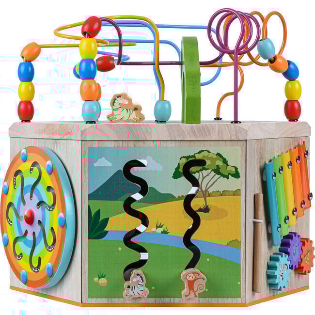 Preschool Play Lab Large Wooden Activity Learning 7-side Cube - Developmental Toys - 8