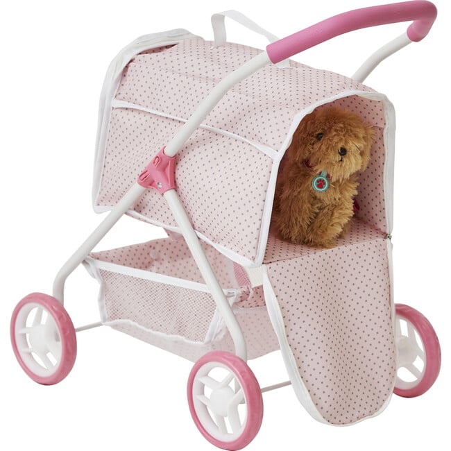 Polka Dots Princess Doll & Stuffed Animal Stroller - Pink/Gray - Doll Accessories - 9
