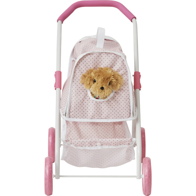 Polka Dots Princess Doll & Stuffed Animal Stroller - Pink/Gray - Doll Accessories - 10