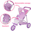 Olivia's Little World Doll Jogging-Style Stroller, Purple/Stars - Doll Accessories - 8 - thumbnail