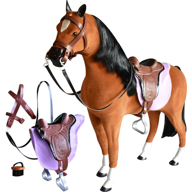 18'' Doll Fabric Horse, Tan - Doll Accessories - 2