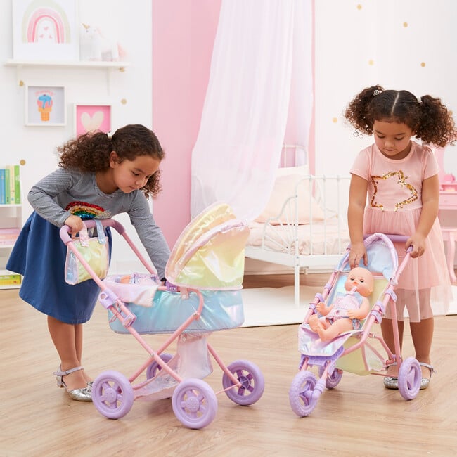 Olivia's Little World - Magical Dreamland Baby Doll Deluxe Stroller, Iridescent Color - Doll Accessories - 9