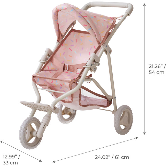 Olivia's Little World Confetti Doll Jogging Stroller with Retractable Canopy - Doll Accessories - 4