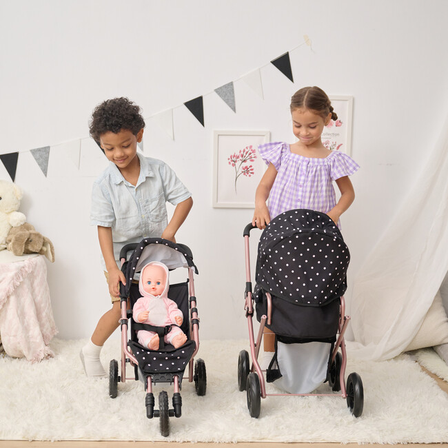 Olivia's Little World Pin Up Doll Jogging Stroller & Retractable Canopy, Black - Doll Accessories - 5
