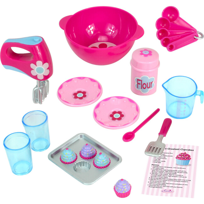 18" Doll Baking Accessories & Apron Set, Pink