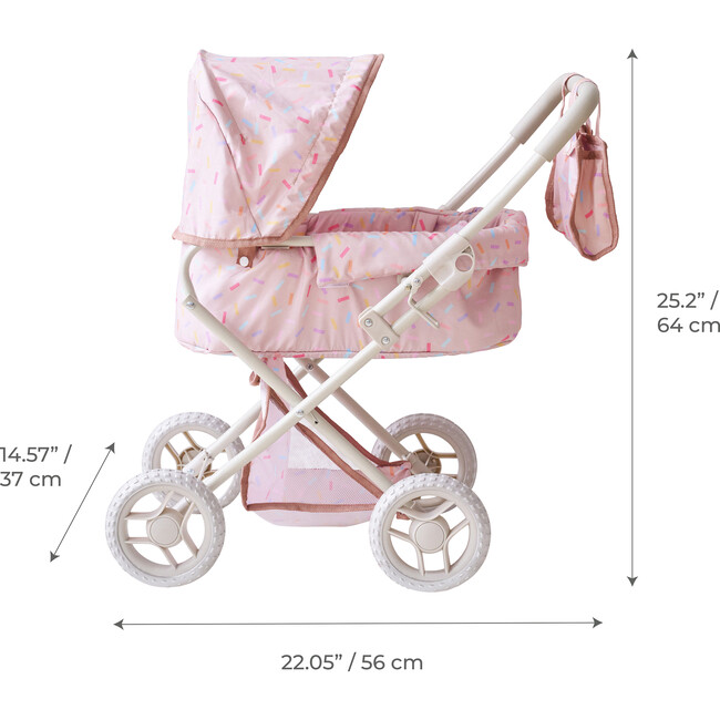 Olivia's Little World Confetti Doll Classic Stroller with Removable Bassinet - Doll Accessories - 4