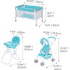 Olivia's Little World Baby Doll 3pc Nursery Set, Blue & White - Doll Accessories - 5 - thumbnail