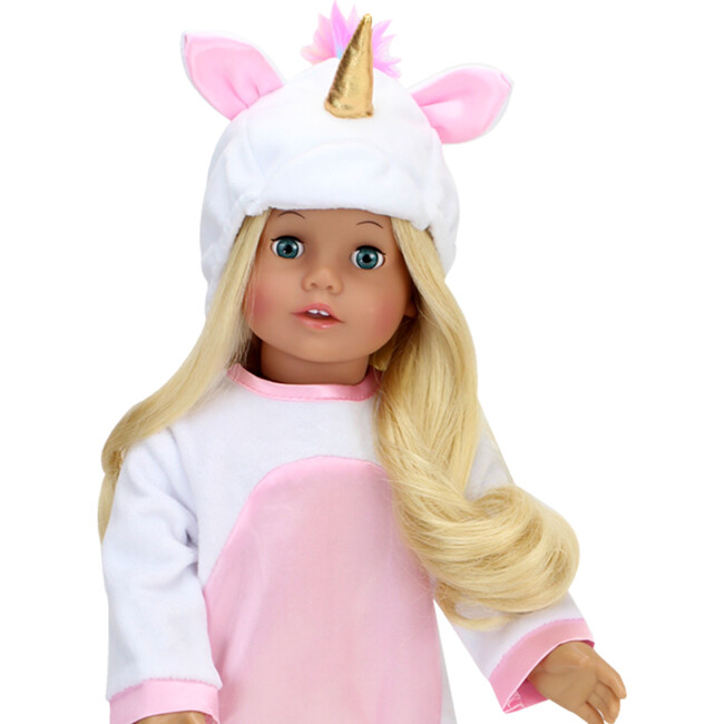 18" Doll, Unicorn Costume - Plush White