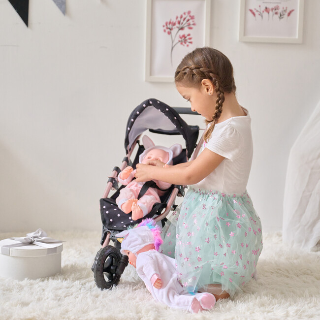 Olivia's Little World Pin Up Doll Jogging Stroller & Retractable Canopy, Black - Doll Accessories - 7