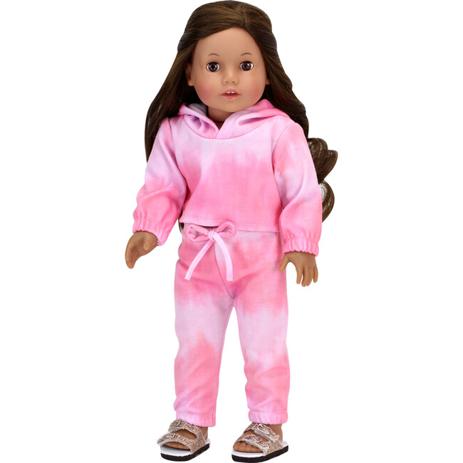 18" Doll, Pink Tie Dye Hoodie & Sweatpants, Pink
