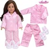 18" Doll, Satin Pajamas & Bunny Slippers - Light Pink - Doll Accessories - 3 - thumbnail