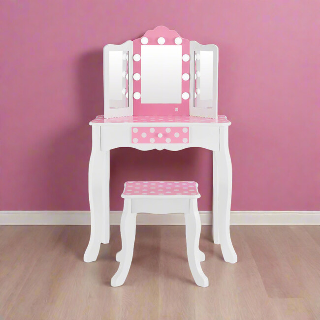 Fantasy Fields Gisele Polka Dot Kids Vanity Table & Stool